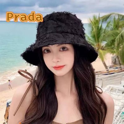 prada 普拉达 春夏新款大牌刺绣渔夫帽 新款出货 大牌款超好搭配 赶紧入手