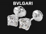 bv白金色Griffe公主方耳钉，单只耳坠1Ct主石。 +飞碟15