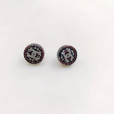 chanel 最新款树脂彩色圆形耳钉 一致Zp黄铜材质
