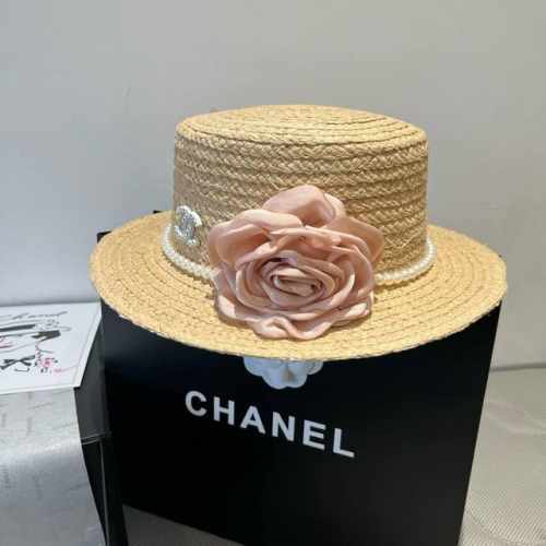 120￥ chanel香奈儿拉菲草小礼帽，平顶帽，头围57Cm