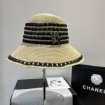 chanel香奈儿盆帽 纯手工钩织拉菲草帽 头围57Cm可折叠