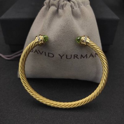 David Yurman 5Mm金色带钻浅绿钻手镯 建议适合佩戴的手围15-20Cm 编号Dysz-137