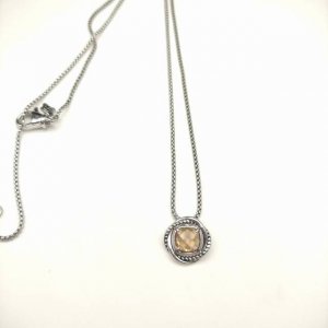 David Yurman 主石7Mm纽线四方钻项链香槟钻。链条粗1.5Mm，长度45+5Cm延迟链 编号Dyxl-106