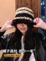 赛琳2024秋冬款针织拼色保暖甜美可爱毛绒渔夫帽时尚百搭秋冬赶紧订购哦，