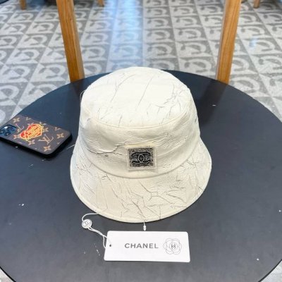 Chanel香奈儿日系褶皱印花时尚渔夫帽女夏季百搭休闲遮阳盆帽户外度假防晒布帽