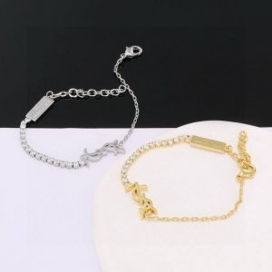 Ysl 圣罗兰 手链 原装黄铜材质 Yves Saint Laurent 创立于1961年 优雅抽象大胆别致的设计风格使它成为奢华时尚界著名的品牌之一 引领精致