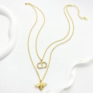 【P90 今日新款】编码N1035 0265820 dior项链热销款爆上新 迪奥双层Cd蜜蜂项链 蜜蜂水钻Cd，自带秀气高级感 双层细链设计自带叠搭效果，修饰