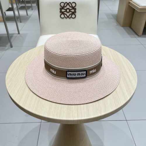缪缪Miumiu新款平顶草帽 高级定制 名媛风 夏季防晒防紫外线 出行必备 百搭好看