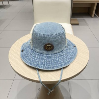 gucci古奇美式复古西部牛仔渔夫帽女2025新款大头围遮阳帽防晒户外登山帽