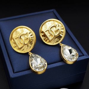 D&G杜嘉班纳中古金币水滴钻耳环Xe868