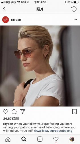 Rayban 雷朋 男士女士Rb1971 方形金属太阳眼镜 高品质