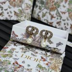 迪奥 Dior 复古色满钻字母耳钉 小小的却精致感满满~复古感又不失闪亮