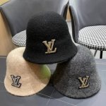 路易威登Louisvuitton渔夫帽2024女冬季羊羔绒毛绒盆帽子保暖韩版百搭潮牌