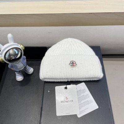 Moncler官方正品蒙口凌誉针织毛线帽女秋冬大头围显脸小堆堆帽保暖包头帽