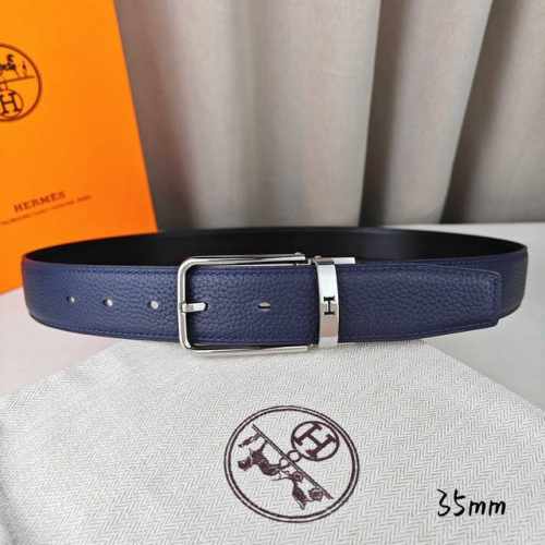 HermèS 爱马仕针扣皮带 顶级品质 进口头层牛皮 黑色荔枝纹面搭配黑色平纹底 35Mm宽 配官网亮银 亮金扣