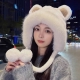 香奈儿Chanel 毛茸毛球帽子女冬季可爱毛绒兔耳帽大头围，时尚休闲设计