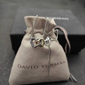 上新David Yurman 双心扣心分色项链。链条粗1.5Mm，长度45+5Cm延迟链 编号Dyxl-95