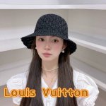 Lv路易威登韩国镂空薄款透气圆顶盆帽女编织渔夫帽春夏纯色系水桶帽宽檐遮阳