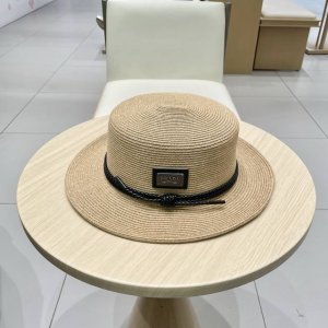 prada普拉达赫本风平顶礼帽女夏出游度假法式草编太阳帽海边沙滩防晒遮阳草帽