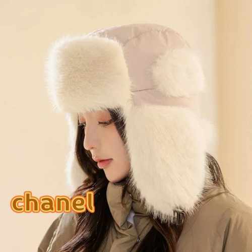 Chanel雷锋帽女冬季加厚加绒保暖棉帽骑车防风护耳雪地帽东北防寒帽子男