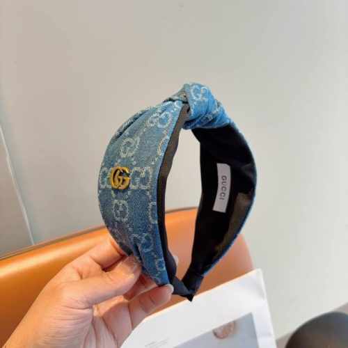 配包装 Gucci古奇 经典牛仔布老花宽边发箍，女神外出必备单品，非常百搭，时尚潮流！