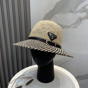 prada普拉达 草帽 名媛风盆帽 高级细草制作 高端定制 头围57Cm