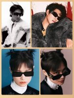 P100 Gucci古奇 明媚张扬个性矩形长方形窄框墨镜太阳镜街头潮流男女通用 个性百搭 Gg1425S
