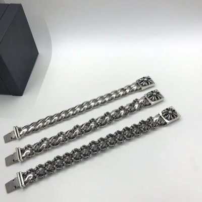 Chrome Hearts 克罗心粗款大十字花复古手链 尺寸:18一22
