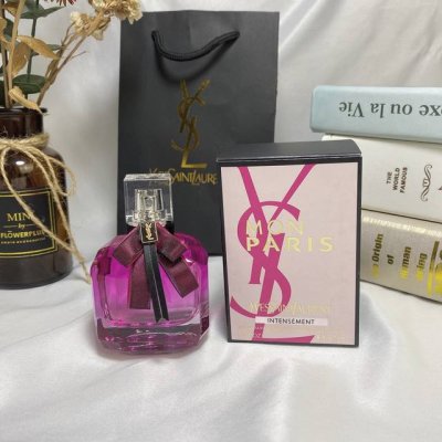 专柜品质 Ysl圣罗兰 Intensement 新版反转巴黎玫瑰花香调女士浓香水90Ml Mon Paris Intensement 香调：花香甘苔调 前调：香