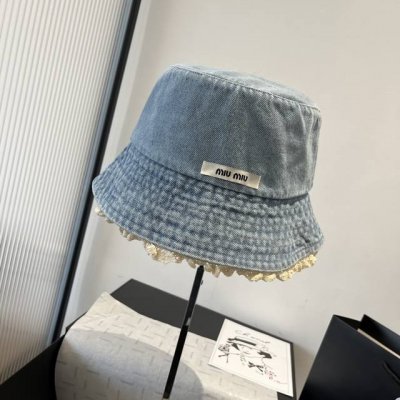 Miumiu缪缪新款牛仔渔夫帽，头围57Cm