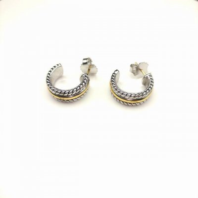 上新 David Yurman 15.6Mm分色半环耳环 编号 Dyeh-071