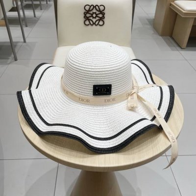 Dior迪奥新款草帽 圆顶礼帽台湾pp草 头围57Cm