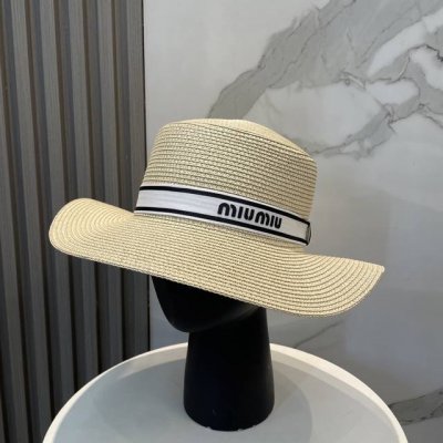 缪缪Miumiu新款平顶草帽，高级定制，名媛风，细节待上，夏季防晒防紫外线，出行必备，百搭好看