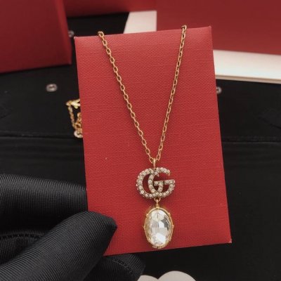 编号Gxl0008 Gucc*最新款椭圆形白钻项链 一致Zp黄铜材质