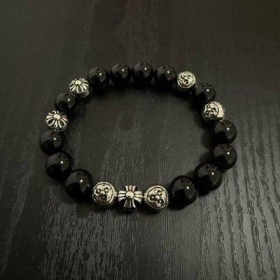 新款 专柜品质 Chrome Hearts克罗心经典复古多元素黑曜石手串手链 ，快手 Ins 小红书热门，凹凸造型不同的花纹设计风格呈现出与众不同 十字架童军花