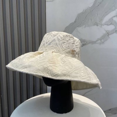 Chanel香奈儿大帽檐防晒渔夫帽，夏季防紫外线海边度假沙滩太阳帽防晒遮阳帽简约网红款，头围57Cm