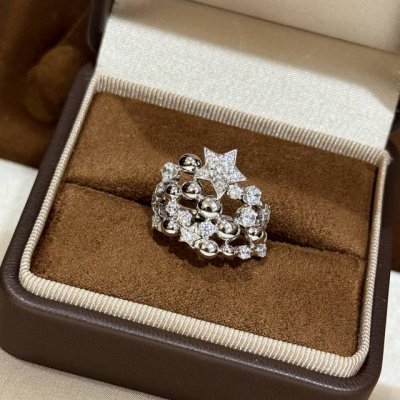 a6010 中古风 小香风 繁星 点点 双星戒指 精工打造S925纯银材质电镀厚金 不褪色不过敏 铂金色 678码齐 纯银戒指