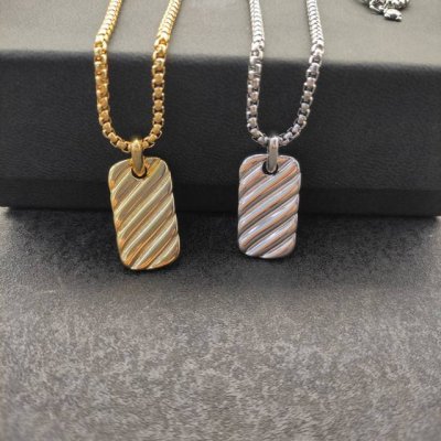 David Yurman 方牌波浪项链。链条粗3Mm，长度50+5Cm 编号Dyxl-111-112