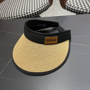 Balenciaga 巴黎世家 草编空顶帽子女夏天户外防晒加宽大帽檐遮脸 沙滩帽日系遮阳草帽潮