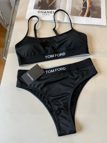 tomford新款比基尼中古套装 吊带背心 三角打底裤分体泳衣 黑色 白色 S M L X L