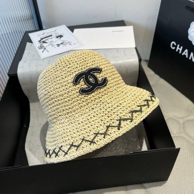 香奈儿Chanel 新款草帽 手工钩织草编帽 可折叠 携带方便 头围57Cm