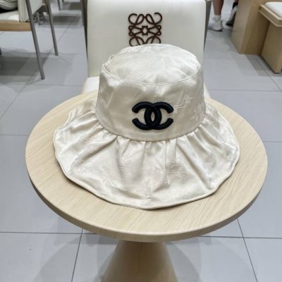 chanel香奈儿中国风帽子女夏季防晒渔夫帽日系小香风防紫外线遮阳大帽檐太阳帽