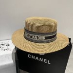 dior迪奥新款草帽 平顶礼帽台湾pp草 头围57Cm