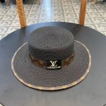lv路易威登 新款皮边编织平顶草帽，出街必备超好搭配，赶紧入手！