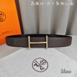 hermè 爱马仕 双头尖 双面原版 顶级品质 进口荔枝纹搭配黑色平纹 寸半38Mm 配H官网新款花纹金 银扣 顶级