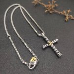 david Yurman X分色十字架项链。链条粗3Mm，长度50+5Cm或长度60+5Cm延迟链 编号Dyxl-001