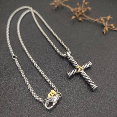 david Yurman X分色十字架项链。链条粗3Mm，长度50+5Cm或长度60+5Cm延迟链 编号Dyxl-001