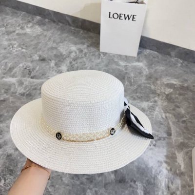 特 配防尘袋 Dior迪奥 2025新款蝴蝶结平顶礼帽草帽 出街必备超好搭配 赶紧入手