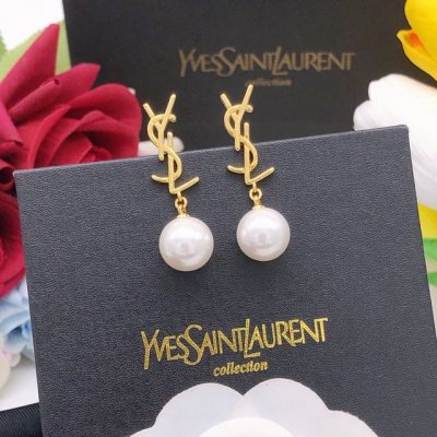 编号Yed0060 Ysl*最新款吊珍珠耳钉 一致Zp黄铜材质