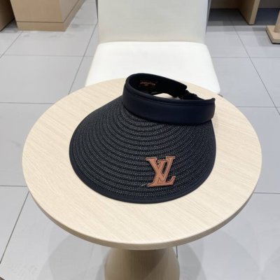 路易威登棒球帽 Louisvuitton户外防晒帽子遮阳帽夏季天草帽防紫外线发箍式太阳帽简约空顶帽女